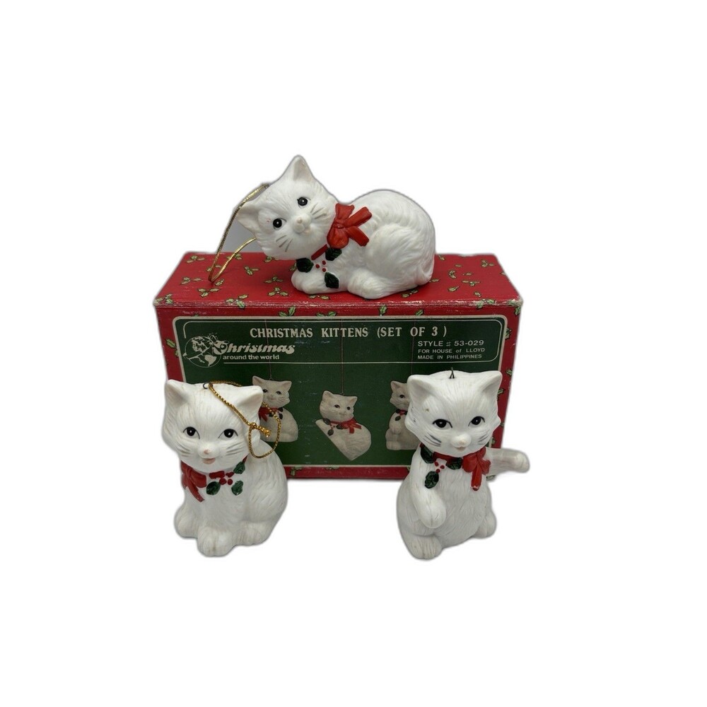 VTG. House Of Lloyd Christmas Around The World 3 Hanging Kittens Cats Ornaments